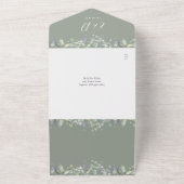 Sage Groen Bloemen Groen Script QR Code Bruiloft All In One Uitnodiging (Buitenkant)