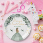Sage Groen Blond Haar Prinses Sweet Sixteen Papieren Bordje (Feest)