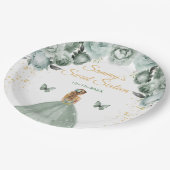 Sage Groen Blond Haar Prinses Sweet Sixteen Papieren Bordje (Gekanteld)