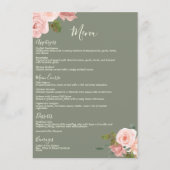 Sage Groen & Blush Roze Bloemen Bruiloft Diner Menu (Voorkant)