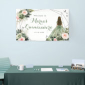 Sage Groen Blush Roze Meisje Lief Zestien Verjaard Spandoek (Beurs)