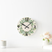 SAGE GROEN BOTANICAL CREAM WALL CLOCK RONDE KLOK (Huis)