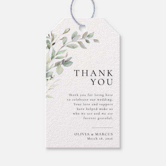 Sage groen botanische bruiloft dank u cadeau Label Cadeaulabel (Voorkant)