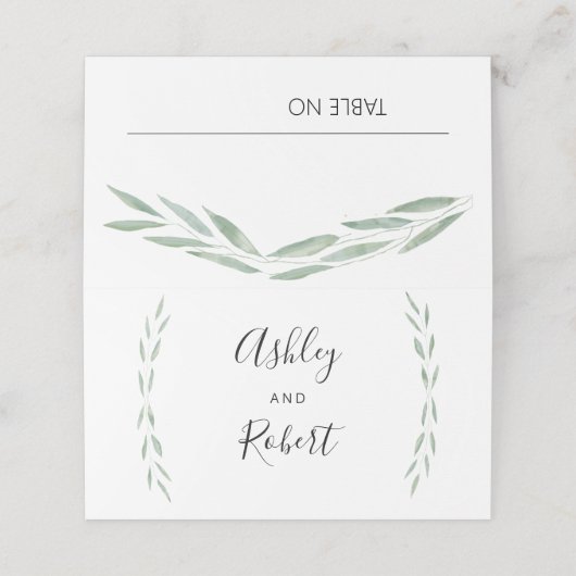 Sage groen botanische plaats kaarten, bruiloft (Buitenkant ongevouwen)