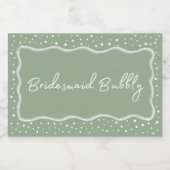 Sage Groen Bruidsmeisje Bubble Sparkling Wijnetiket (Enkel label)