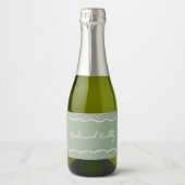 Sage Groen Bruidsmeisje Bubble Sparkling Wijnetiket (Voorkant)