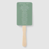 Sage groen bruiloft programma, botanische hand fan handwaaier (Achterkant)