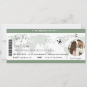 Sage Groen Bruiloft uitnodiging Boarding pass tick (Voorkant)