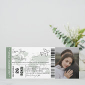 Sage groen Bruiloft uitnodiging Boarding pass tick (Staand voorkant)