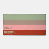 Sage Groen Bruin Roze Rode Strepen Patroonnaam Bureaumat (Voorkant)