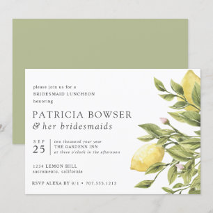 Sage-groen citroenen en bladeren Bridesmaid Lunc Kaart