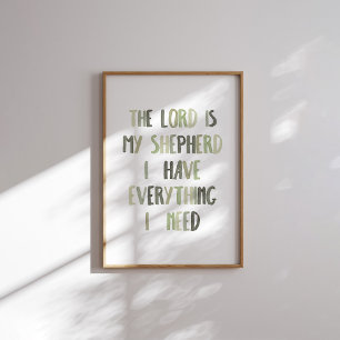 Sage groen De heer is mijn herder poster