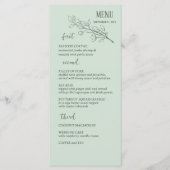 Sage Groen Eenvoudig Boho Bloemen Bruiloft Menu (Voorkant)