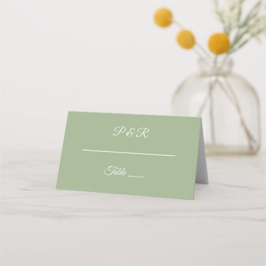 Sage Groen Eenvoudig Gestileerd Script Bruiloft (Voorkant)