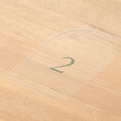 Sage Groen Eenvoudig Modern Acryl Boog Tafelnummer Acryl Uitnodigingen (Laagn)