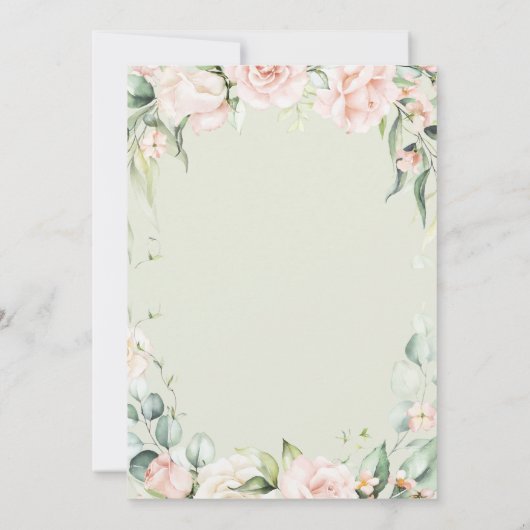 Sage Groen Elegant Bloemen Bruiloft Kaart (Achterkant)