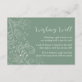 Sage Groen Elegant Bloemen Bruiloft Wishing Well Informatiekaartje (Voorkant)