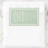 Sage Groen Elegant Bruiloft Monogram Wijnfles Rechthoekige Sticker (Tas)