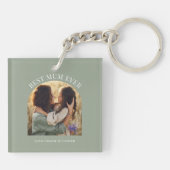 Sage groen elegante boog foto typografie beste mam sleutelhanger (Achterkant)