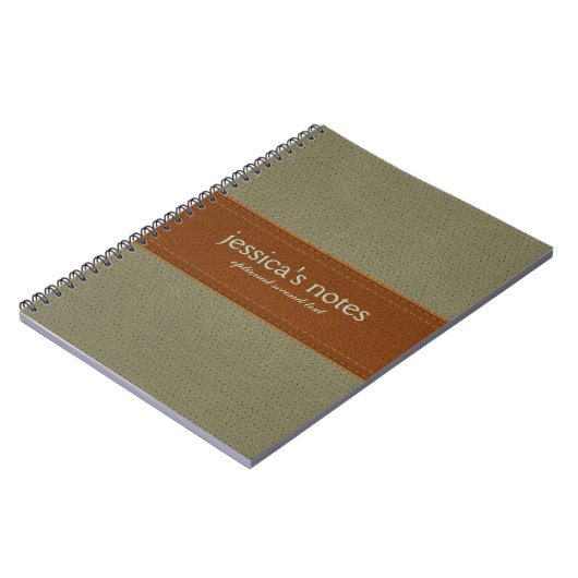 Sage groen en bruin  leder notitieboek (Linkerzijde)