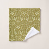Sage Groen en Goud Art Nouveau Patroon Bad Handdoek (Wasdoekje)