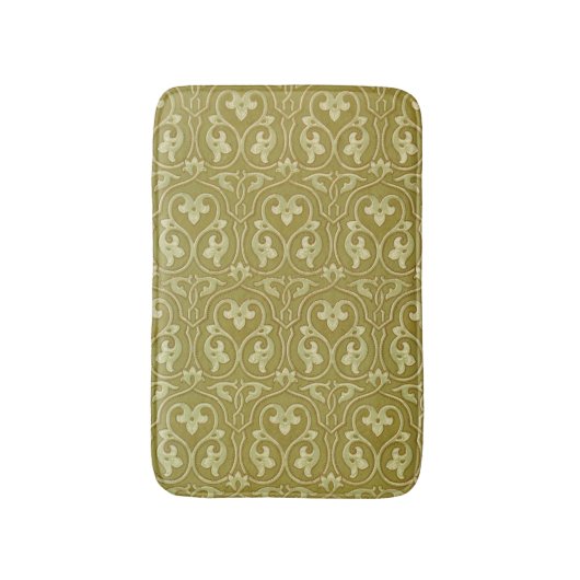Sage Groen en Goud Art Nouveau Patroon Badmat (Voorkant Verticaal)