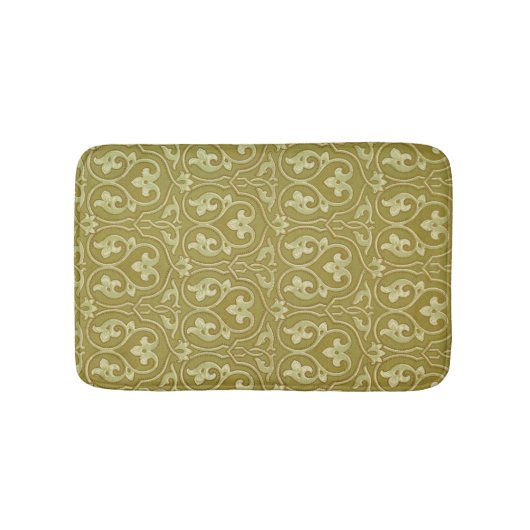 Sage Groen en Goud Art Nouveau Patroon Badmat (Voorkant)