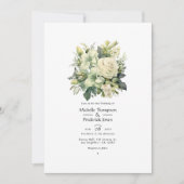 Sage Groen en Ivoor Bloemen Bruiloft Kaart (Voorkant)