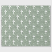 Sage groen en wit art-deco patroon cadeaupapier (Vlak)