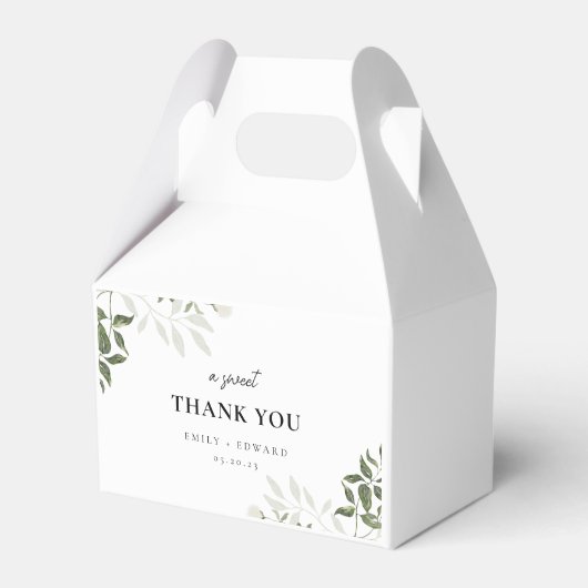 Sage Groen en Wit Bloemen Een Lief Dank u Bedankdoosjes (Voorkant Zijde)