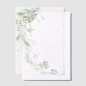 Sage groen en wit bloemenslinger bruiloft vellum uitnodigingen (Offset)