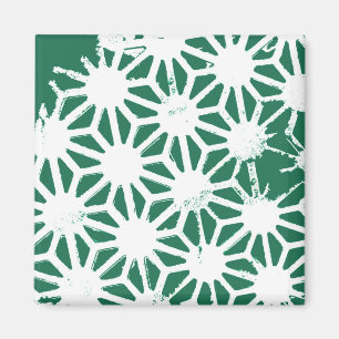 Sage groen en wit geometrisch patroon magneet