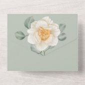Sage groen gele narcis lente bloem bruiloft all in one uitnodiging (Achterkant)
