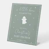 Sage Groen Genderneutraal Baby shower Welkomstbord Reclamebord Met Voetstuk (Voorkant)