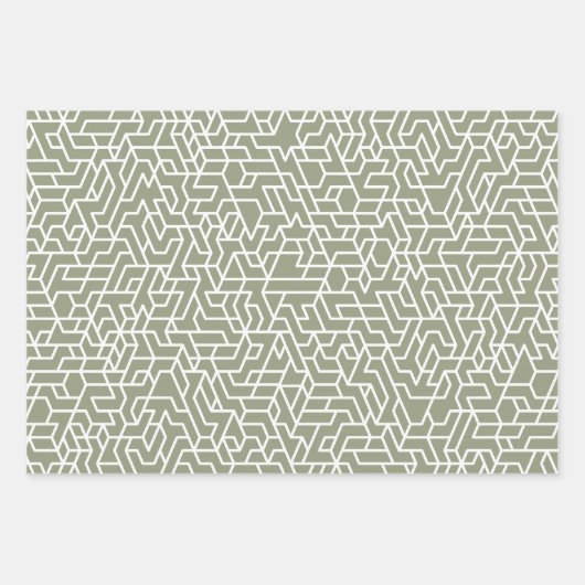Sage Groen Geometrisch patroon eenvoudig Inpakpapier Vel (Voorkant 2)