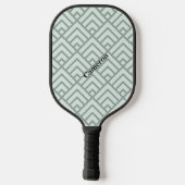 Sage Groen Geometrisch Patroon Modern Monogram Pickleball Paddle (Achterkant)