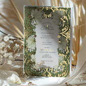 Sage Groen Goud Pimpernel William Morris F Folie Uitnodiging