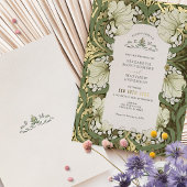 Sage Groen Goud Pimpernel William Morris F Folie Uitnodiging