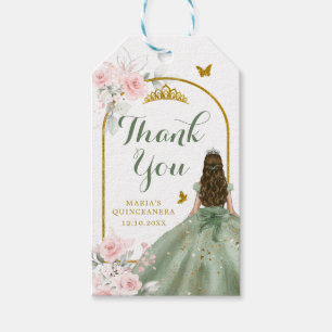 Sage Groen Goud Prinses Quinceañera Dank u Cadeaulabel