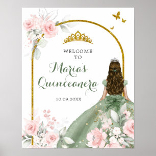 Sage Groen Goud Prinses Quinceanera Welkom Poster