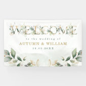 Sage groen gouden tuin bruiloft feest welkom spandoek (Horizontaal)