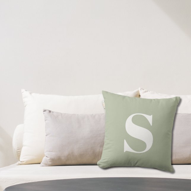 Sage Groen Initiaal Monogrammed Outdoor Kussen (Sage Green Initial Monogrammed Outdoor Pillow
)