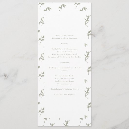 Sage Groen Klassiek Monogram Crest Bruiloft Programma (Voorkant)