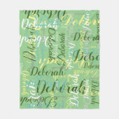 sage groen medium fleece blanket met naam deken (Voorkant)
