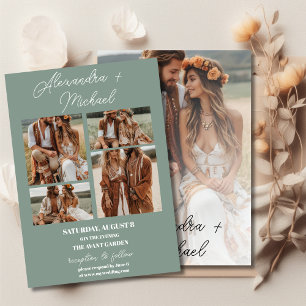 Sage Groen Minimale Overlay Foto Bruiloft Kaart