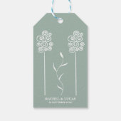 Sage Groen Minimalist Curly Floral Cadeaulabel (Achterkant)
