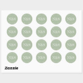 Sage Groen Minimalistisch & Elegant Bold Initialen Ronde Sticker (Vel)