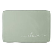 Sage Groen Minimalistisch Modern Monogram Elegant Badmat (Voorkant)
