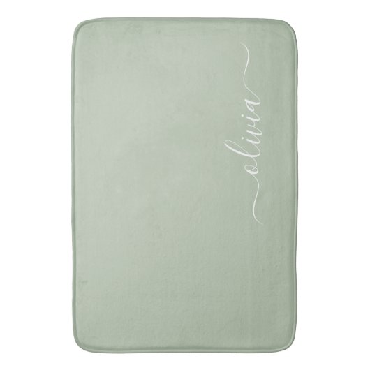 Sage Groen Minimalistisch Modern Monogram Elegant Badmat (Voorkant Verticaal)