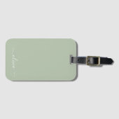 Sage Groen Minimalistisch Modern Monogram Elegant Bagagelabel (Voorkant (horizontaal))